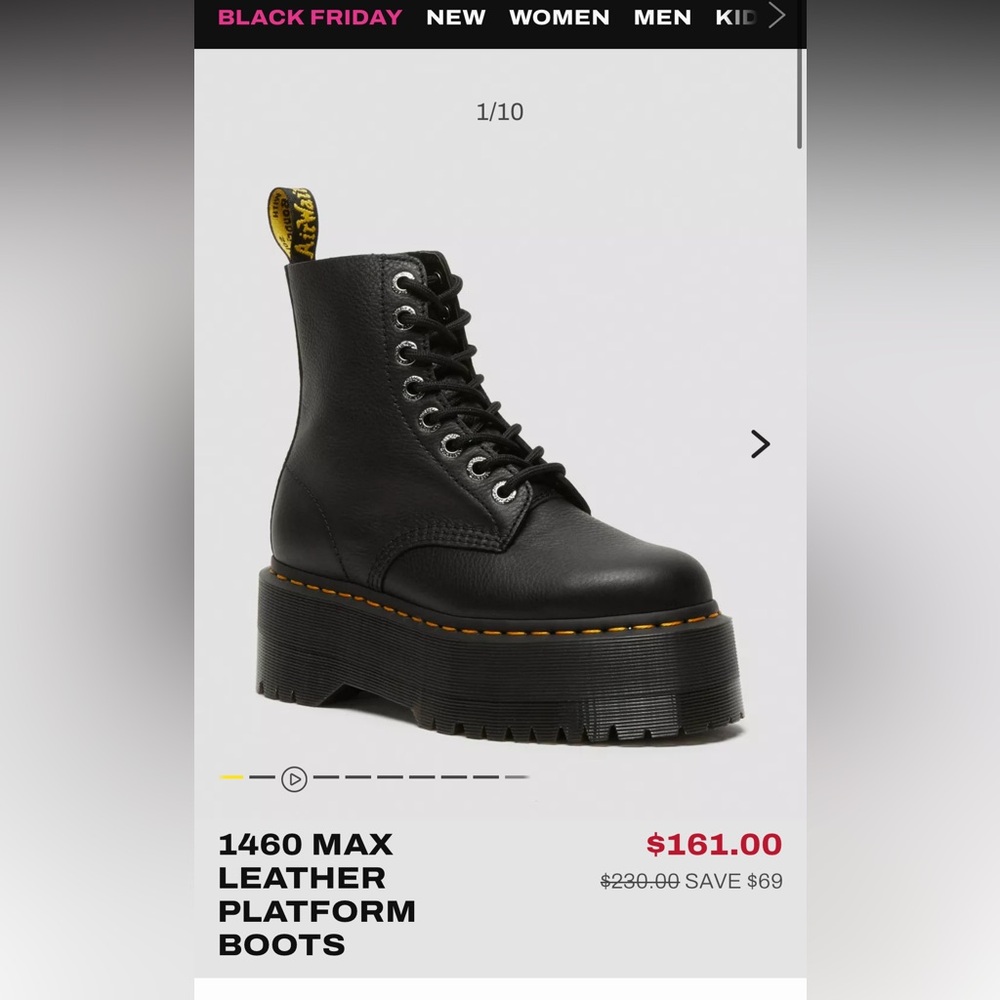 Dr. Martens Black 1460 MAX LEATHER PLATFORM BOOTS
